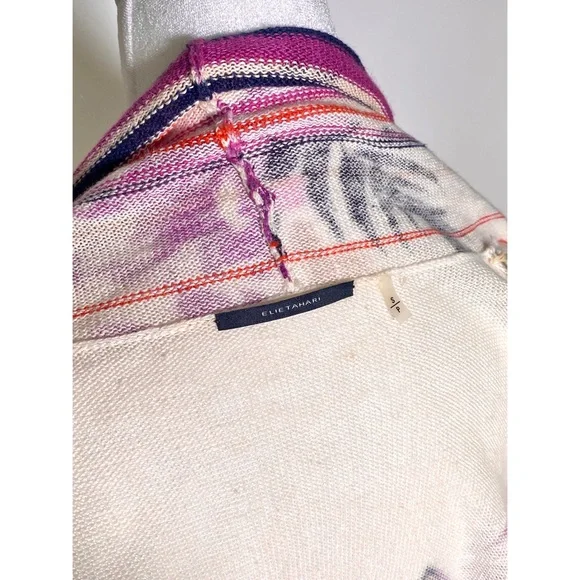 Elie Tahari Linen Cardigan with bright floral print women’s size small - Picture 7 of 7